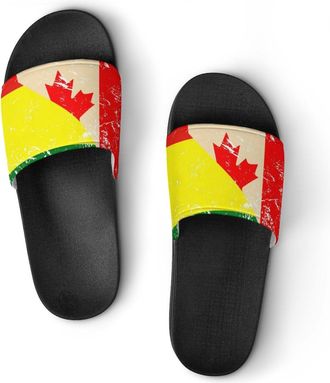 Generic Canada And Bolivian Vintage Flag Shower Shoes Slipper for Women Men Beach Slippers Quick Drying Non Slip Open-Toe Sandals
