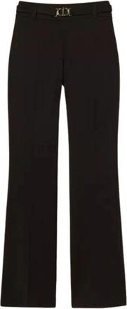 Twinset Elegante Milano Gebreide Rechte Broek - Dames - Wijde Broeken - Zwart - M - Broeken