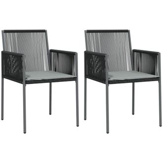 vidaXL Vidaxl - Sillas Jard&iacute;n Con Cojines 2 Uds Rat&aacute;n Pe Negro 54x60,5x83,5cm