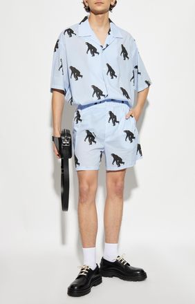 Moschino Animal Print Shorts, Mens, Light Blue