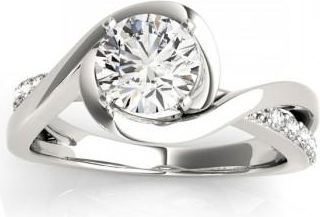 Allurez Solitaire Bypass Diamond Engagement Ring Palladium (0.13ct)