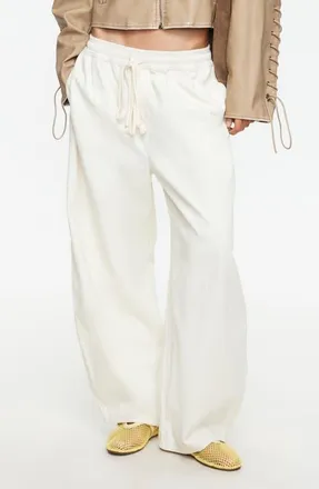 Lioness Out of Office Cotton Drawstring Pants in Sand at Nordstrom, Size X-Large