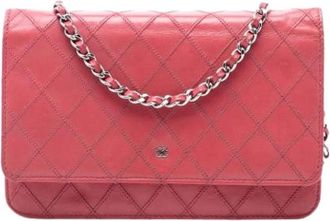 Chanel Pre-owned Wallet-on-Chain - Dames - Vintage Schoudertas - Roze - ONE Size - Leer - Vintage