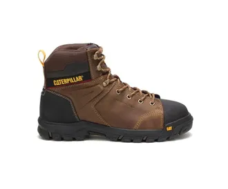 CAT Mens Wellspring Steel Toe Metatarsal Guard Waterproof Work Boot In Brown