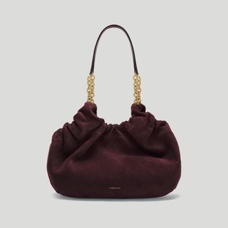 DeMellier The Midi Miami in Burgundy Suede & Burgundy Smooth Leather Shoulder bag