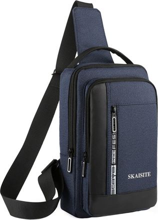 Generic Durable Solid Color Cloth Messenger Crossbody Bag for Men Outdoor Leisure Chest Shoulder Pack (Blue, One Size)