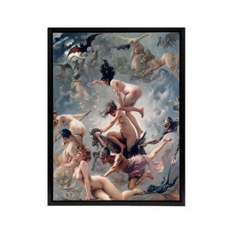 Artery8 Falero Witches Going To Their Sabbath Framed Canvas Wall Art Print in Grey | Size: W24 x H32