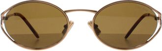 Miu Miu Ovale Dames Zonnebril Brass Goud Donkerbruin MU52YS
