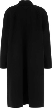 Prada Womens Black Wool Blend Coat Nero Cappotti