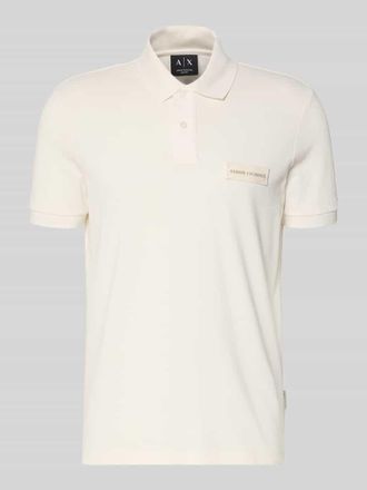 A|X Armani Exchange Regular Fit Poloshirt mit Label-Detail in Offwhite, Gr&ouml;&szlig;e XXL
