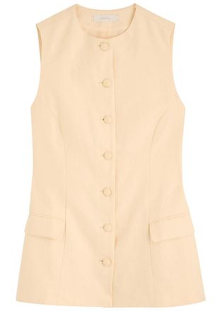 Faithfull The Brand Jane Linen Waistcoat - Yellow - XL (UK16 / XL)