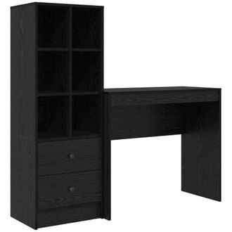 vidaXL Vidaxl - Escritorio Con Almacenamiento 2 Pcs Roble Negro 90 X 40 X 76 Cm