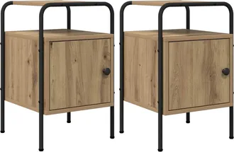 vidaXL Mesa De Noche 2 Uds. Roble Artisan 35 X 36,5 X 56 Cm Vidaxl