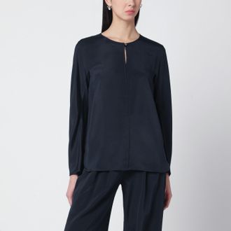 Max Mara Blusa blu notte in misto seta