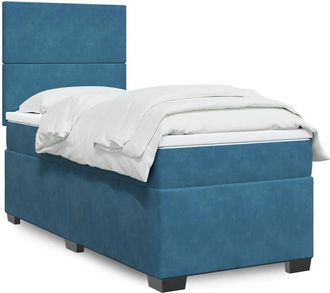 vidaXL Vidaxl - Cama Box Spring Con Colch&oacute;n Terciopelo Azul 100x200 Cm