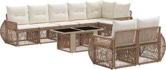 vidaXL Conjunto De Sof&aacute;s De Jard&iacute;n 9 Uds. Beige Y Blanco Crema Vidaxl