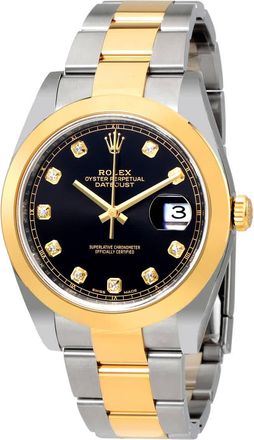 Rolex Datejust Black Diamond Dial Steel and 18K Yellow Gold Oyster Mens Watch 126303BKDO