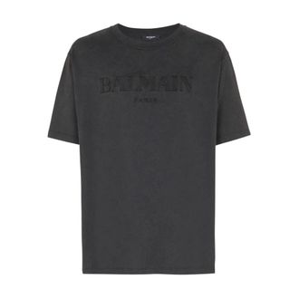 Balmain T-Shirts, male, Gray, Size: M Logo T-shirt