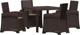 vidaXL Conjunto De Comedor De Jard&iacute;n 5 Uds. Marr&oacute;n Y Topo Pp Vidaxl
