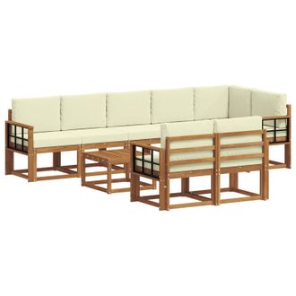 vidaXL Conjunto De Sof&aacute;s De Exterior Con Coj&iacute;n 9 Pcs Natural Y Crema Vidaxl