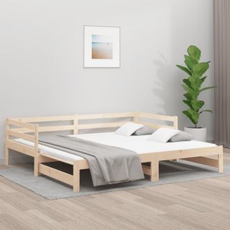 Berkfield Home Pull-out Day Bed 2x(80x200) cm Solid Wood Pine in Brown