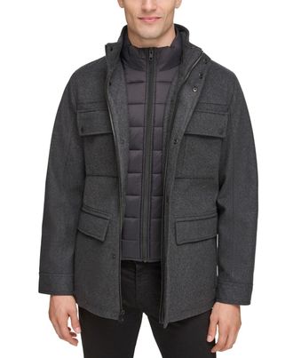 Guess Jacket Mens Charcoal Quilted Full Zip Water-Repellent Outdoor MAC88