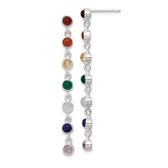 Diamond2Deal Sterling Silver Rhodium Plated Multicolor Quartz Dangle Earrings