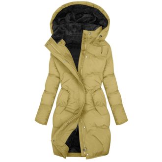 Generic Winter Jackets for Women Waterproof Long Coats Ladies Windbreaker Puffer Parka Coat with Fur Hood Fleece Lined Trench Thermal Clothes Plus Size Ski Ou