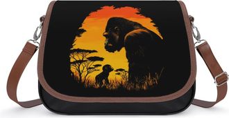 Generic Gorilla And Sunset Small Womens Crossbody Bags Shoulder Handbag with Adjustable Strap for Travel