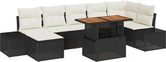 vidaXL Garden Sofa Set with Storage 8 pcs Black Poly rattan Vidaxl