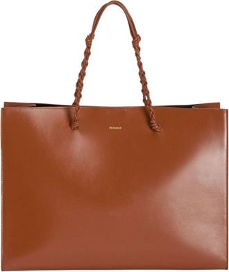 Jil Sander Tangle Shopping EW - Dames - Shoppers - Bruin - ONE Size - Leer - Tassen