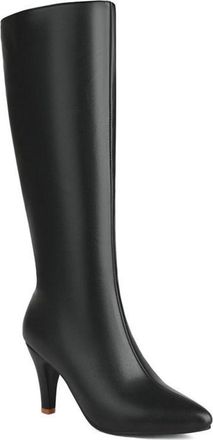 Generic Black,6.5 UK,Knee High Boots for Womens Pointed Toe Kitten Heel Long Boot Side Zipper Fall Winter Fashion Dress Shoes