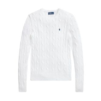 Polo Ralph Lauren Round-neck Knitwear, female, White, Size: XS Pure Cotton Classic T-shirt