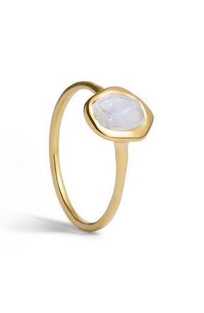 Monica Vinader Odyssey Stone Ring in 18K Gold Vermeil /Moonstone at Nordstrom, Size 7.5