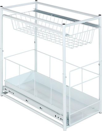 WENKO Organizzatore scorrevole per armadi da cucina Wanja, con 2 cassetti scorrevoli, ideale per larredamento degli armadi da cucina, in metallo