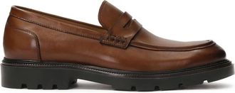 Kazar Schoenen, Heren, Bruin, 43 EU, Leer, Bruine loafers op een dikkere zool