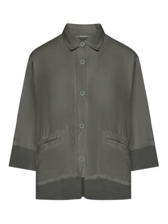 Transit Par-Such 3/4 Sleeve Linen Shirt With Georgette Inserts