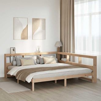 vidaXL Cama Con Estanter&iacute;a Sin Colch&oacute;n Madera Maciza De Pino 200x200cm Vidaxl