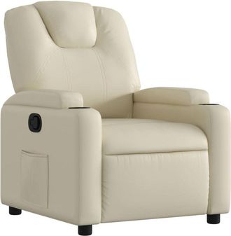 vidaXL Sillón reclinable de cuero sintético crema Vidaxl