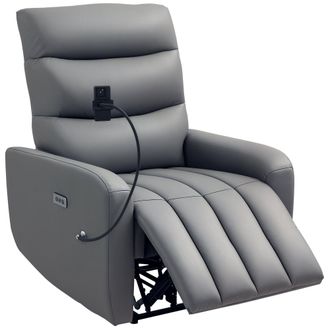 HOMCOM Electric Recliner Chair with Phone Holder - USB Charge Port - Grey | TJ Hughes