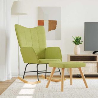 vidaXL Silla Mecedora Con Reposapi&eacute;s Tela Verde Vidaxl