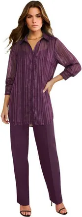 Roaman's Kate Lurex Stripe Blouse in Dark Berry at Nordstrom, Size 32