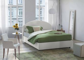 Dmora Dmora - Cama Matrimonial Dekon, Cama Contenedor Con Revestimiento De Tela, 100% Made In Italy, Apertura Frontal, Adecuado Para Colch&oacute;n Cm 160x200, Bla