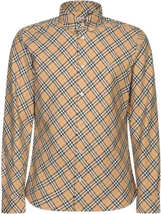 Burberry Beige Tartan Overhemd Klassieke Stijl - Heren - Casual Overhemden - Beige - L - Katoen - Overhemden