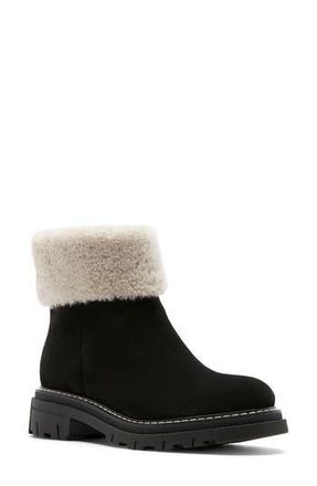 La Canadienne Dwayne Waterproof Genuine Shearling Cuff Bootie in Black Suede at Nordstrom Rack, Size 8