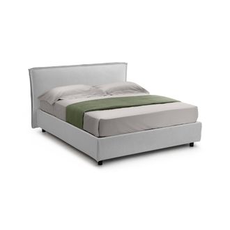 Dmora Cama Matrimonial Brunate, Cama Matrimonial Con Colch&oacute;n Incluido, Desenfundable Made In Italy, Con Almacenamiento, Blanco