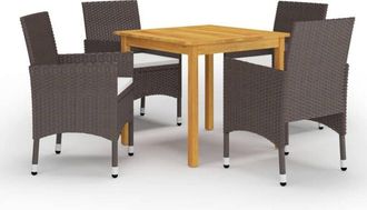 vidaXL Juego De Comedor De Jard&iacute;n De 5 Piezas Marr&oacute;n Vidaxl