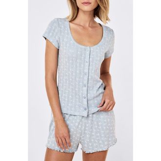Papinelle Sleepwear Imogen Pointelle Sleep Top in Celestial Blue at Nordstrom, Size X-Large