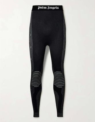 Palm Angels Womens Palm Angels Monogram Baselayer Ski Bottoms Black - Size: 12/10/32in