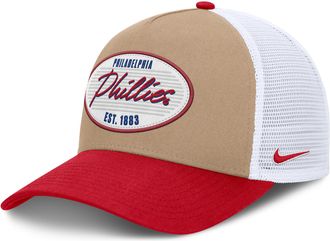 Nike Philadelphia Phillies Rise Nike Mens MLB A-Frame Trucker Adjustable Hat in Brown | NB1F0JOYPP-G3T